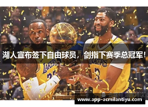 湖人宣布签下自由球员，剑指下赛季总冠军！